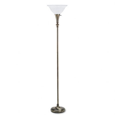 Ledu L9003 Antique brass finish torchiere with alabaster shade, 68-1/2 high
