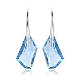 Swarovski - Aquamarine Blue Crystal 925 Boucles d'oreilles en argent sterling