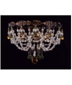 214XRwK5fyL Schonbek 5098 91LA Adagio 3 Light Flush Mount in Silvergild with Light Amethyst crystal