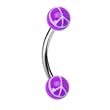 Purple White Acrylic Peace Sign Eyebrow Ring
