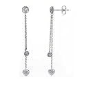 1/4 Carat Pave Diamond 14k White Gold Dangle Heart Earrings
