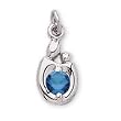 14K White Gold Mother and Child December Birthstone Charm Pendant