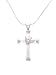 Sterling Silver CZ Cross Necklace with Dove Accent and 18 inch Snake Chain