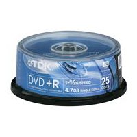 : TDK Recordable Blank 16x DVD+R Discs 25pack Cakebox