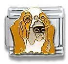 Clearly Charming Blood Hound Dog Breed Canine Collection Italian Charm 18k Gold by Casa D'Oro