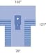 [Item]: Thyroid T-Drape [Additional Info]: . Drape dimensions, 102" x 121" x 78" Absorbent reinforcement, 26" x 28" Diamond fenestration with adhesive, 5" x 5" Contoured armboard covers Velcro-style line holders Instrument pad, 9" x 18"
