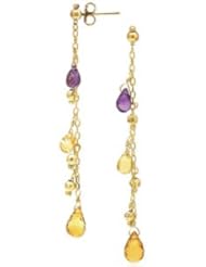 14k Gold Multi Stone Dangle briolette Earrings (12.0 cts.tw.)