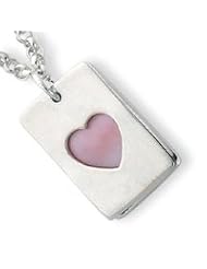 Sterling Silver 2 Piece Pink Shell Heart Tag Necklace QG2073-16"