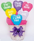 Valentine's Day Candy Heart Basket filled with 6 large hand-decorated heart cookies