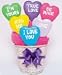 Gourmet Food : Valentine's Day Candy Heart Basket filled with 6 large hand-decorated heart cookies