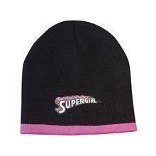 Black Supergirl Beanie Knit Steep Hat (youth size)