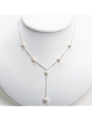 Sterling Silver White Cultured Pearl Necklace - QH1155-16"