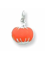 Sterling Silver Orange Enameled Pumpkin Charm