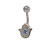 Fatima / Hamsa Hand Belly Button Ring with Blue Jewel