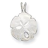 Sterling Silver Diamond Cut Satin Finish Sand Dollar Pendant QC4929"