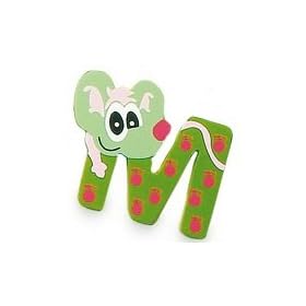 M for Mouse - Wooden animal alphabet letter