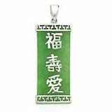 Green Jade Good Luck Pendant Set in Fine 925 Silver.