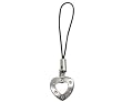 Heart Design with Crystals Charm Mobile Strap - Pewter - 0.5'' Height