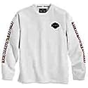 Harley-Davidson&reg; Men's White Long Sleeve Crew Neck Shirt. Embroidery. 98222-07VM