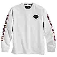 Harley-Davidson&reg; Men's White Long Sleeve Crew Neck Shirt. Embroidery. 98222-07VM