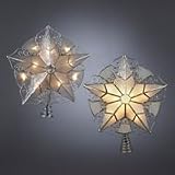 Club Pack of 12 Gold and Silver Capiz Star Lighted Christmas Tree Toppers 10"