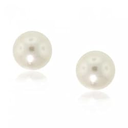 Freshwater White Pearl Stud Earrings in 14K Solid Yellow Gold