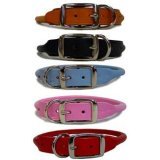 10 Royal Blue Round Leather Dog Collar