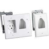 Datacomm 50-3321-WH-KIT Flat Panel TV Cable Organizer Remodeling Kit with Power Outlet (White)
