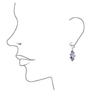 Lavender Blue And Clear Swarovski Crystal Sterling Silver Leverback 1.5
