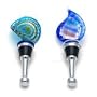 Picasso Blue Glass Wine Bottle Stoppers, Set of 2