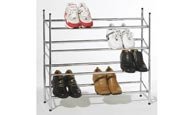 4-TIER CHROME SHOE RACK STACKABLE & EXTENDABLE