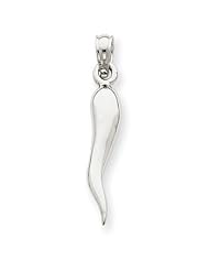14K White Gold Small Italian Horn (Cornetti) Pendant