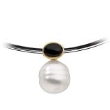 14K Yellow or White Gold Paspaley South Sea Cultured Pearl and Onyx Pendant - Various Sizes