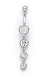 14KW 4-Grad Heart CZ Belly Ring ES-1948