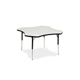 Quick Ship: 4000 Series 48 Clover Activity Table with Short Legs Laminate: Grey Nebula, Banding: Squash