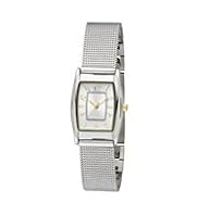 Rectangular Face 2 Tone Analogue Mesh Strap Watch