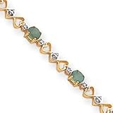 14k Fancy Heart Diamond Emerald Bracelet - 7 Inch - Lobster Claw