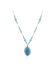 Aqua Beaded Medallion Necklace