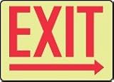 ADMITTANCE AND EXIT EXIT (ARROW RIGHT) 10 x 14 LUMI GLOW PLUS ADHESIVE Sign