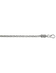 Sterling Silver Round Bali BYZANTINE Chain Necklaces & Bracelets 3.1mm Antiqued Finish Nickel Free, sizes 7 - 30 inch