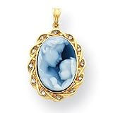 14k Heavens Gift Diamond Cameo With Sentiment Pendant