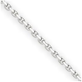 14k White Gold .95mm Solid D-Cut Cable Chain - 24 Inch - Lobster Claw