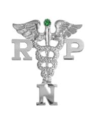 NursingPin - Registered Practical Nurse RPN Graduation Nursing Pin with Emerald in Silver