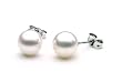 AAA Quality Round 7-7.5mm Akoya SaltWater cultured White Pearl Earrings with 18K White Gold Mount