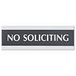 U. S. Stamp & Sign Century Series "No Soliciting" Sign, 3X9, Black/Silver (4758)