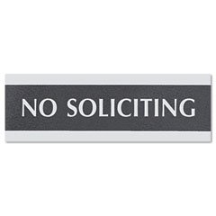 U. S. Stamp & Sign Century Series "No Soliciting" Sign, 3X9, Black/Silver (4758)