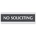 U. S. Stamp & Sign Century Series "No Soliciting" Sign, 3X9, Black/Silver (4758)