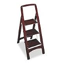 SAMSONITE COSCO Three-Step Wood Folding Step Stool, 225-lb Capacity, Mahogany