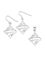 Genuine IceCarats Designer Jewelry Gift Sterling Silver Cz Wire Earrings And Pendant Set