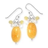 .925 Silver, Honey Jasper & Freshwater Pearl Earrings